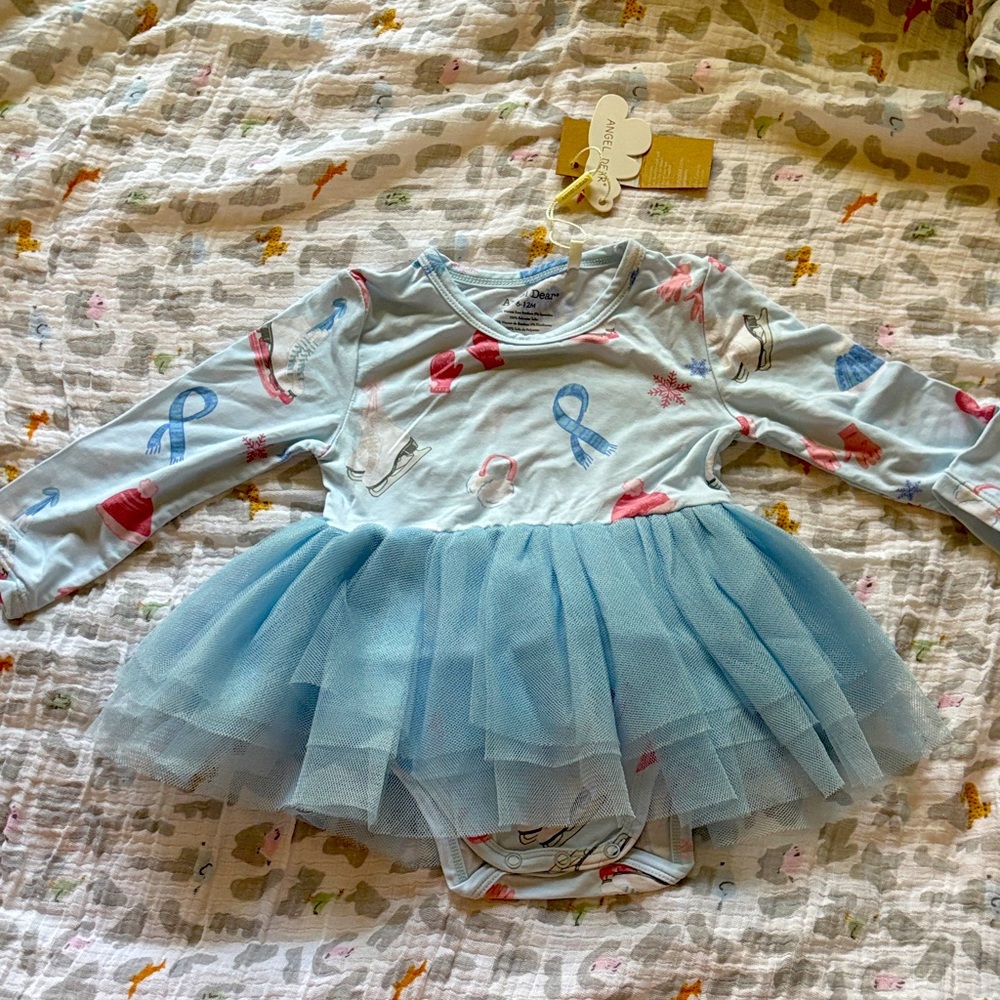36. Winter Theme Long Sleeve Baby Dress with Tulle Skirt